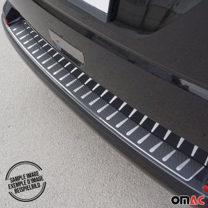 Volkswagen Golf VII Rear Bumper Sill Cover - Omac - S.Steel + Carbon Foiled - Gloss Silver - '15-'19